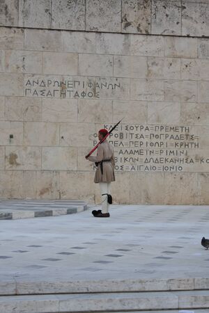 the Evzones or Evzonoi - Greek soldiers. This is the name of several historical elite light infantry and mountain units of the Greek Armyの写真素材