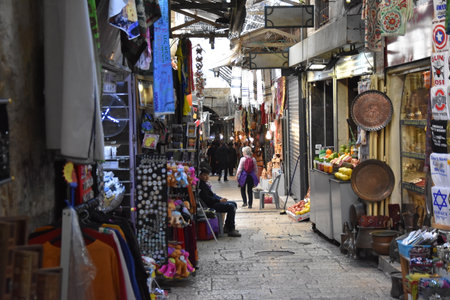 Jerusalem old town storesのeditorial素材