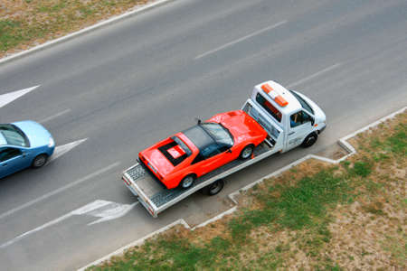broken car on a roadsideのeditorial素材