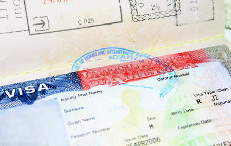 empty J1 USA visa for manのeditorial素材