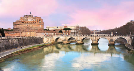 Angel bridge over a body of water in Rome - Italyのeditorial素材