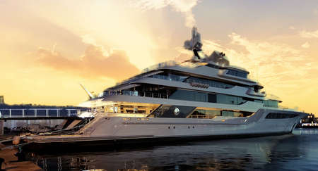 Modern white yachtの写真素材
