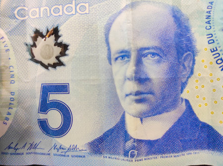 Close up of banknote, 5の写真素材