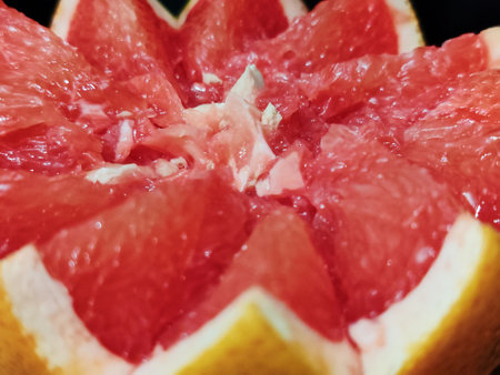 Close-up of a grapefruit. Shallow depth of field.の写真素材