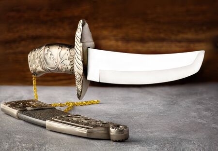 souvenir knife shot in closeup in the studioの写真素材