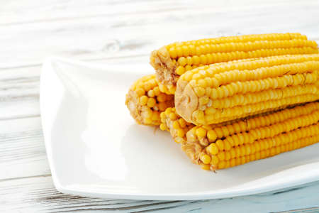 delicious boiled corn close-up shot with natural light