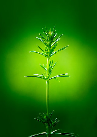 A detailed view of a vibrant green leaf covered with water dropletsの写真素材