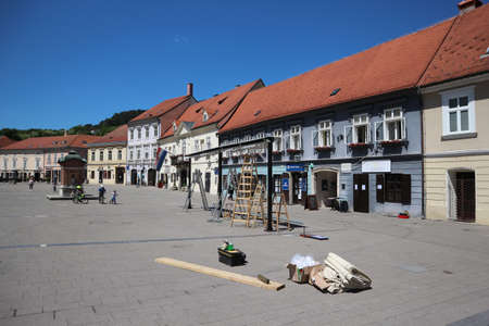 Samobor, Croatia-May 7th,2020: Samobor town getting ready to re-open cafes and restaurants as Croatia eases corona virus restrictive measures and ends lock downのeditorial素材
