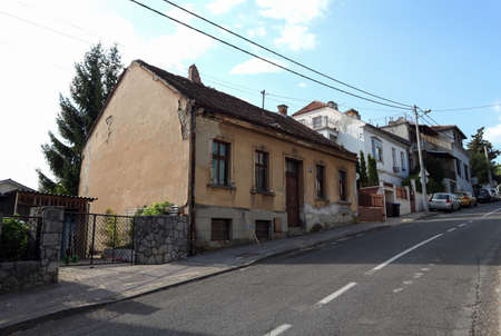 Family houses in Zagreb, damaged after strong earthquake that hit the city. House in picture suffered damage on the facade, roof and both of the chimneys were completely or partly broken offのeditorial素材