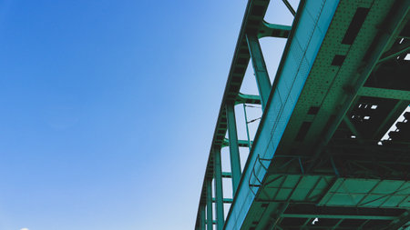 Zagreb/ Croatia-March 14,2020: Popular green railway bridge crossing Sava river, named "Hendrix", symbol of youth and rock music in city of Zagrebのeditorial素材