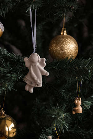 Christmas decoration hanged on the christmas treeの写真素材