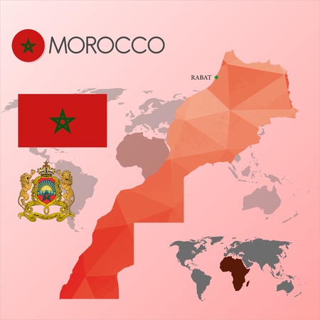 morocco map and flagのイラスト素材