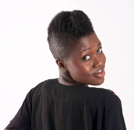 Beautiful african american woman with warm smileの写真素材