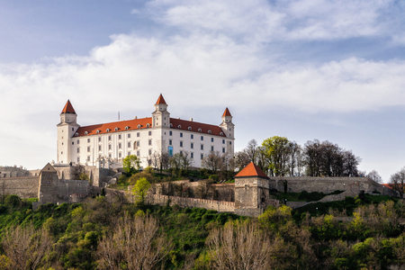 Castle on the hill in spring, one of the symbols of Bratislava, capital of Slovakiaのeditorial素材