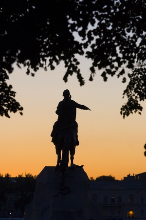 Silhouette "the Copper horseman"の写真素材