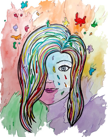 Painted face of a girlのイラスト素材