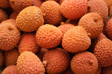 Lots of ripe fresh fruit lychee, which is called Chinese plumの写真素材