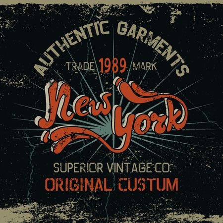 Vintage label with New York City design .Grunge effect.Typography design for t-shirtsのイラスト素材