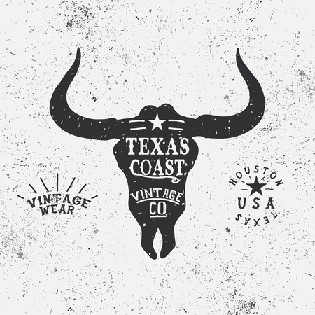 Vintage label with bull head.Typography design for t-shirtsのイラスト素材