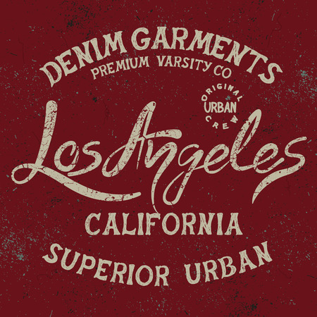 Vintage trademark with Los Angeles City text .Grunge effect.Typography design for t-shirtsのイラスト素材