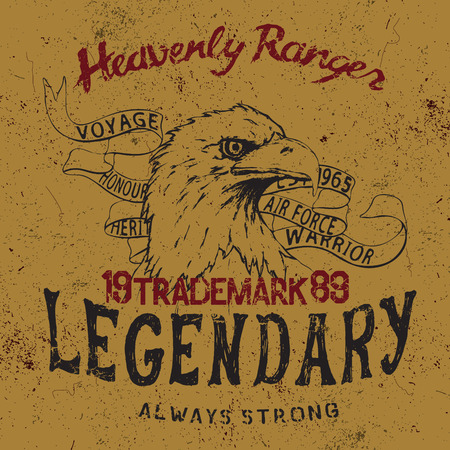 Vintage label with eagle  .Grunge effect.Typography design for t-shirtsのイラスト素材