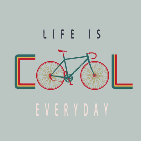 Vintage poster with bicycle .Typography design for t-shirtsのイラスト素材