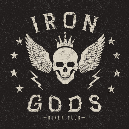 Vintage trademark with deaths head .Grunge effect.Typography design for t-shirtsのイラスト素材