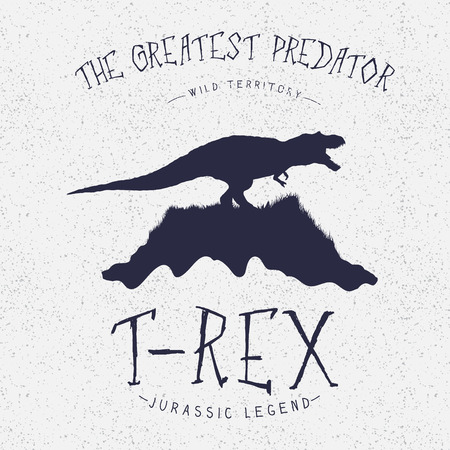 Typography label.Dinosaur on the mountain.Angry T-Rex.Print design for t-shirts.のイラスト素材
