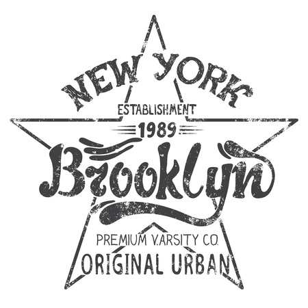 Vintage urban label with text Brooklyn.Print design for wear.Grunge effectのイラスト素材