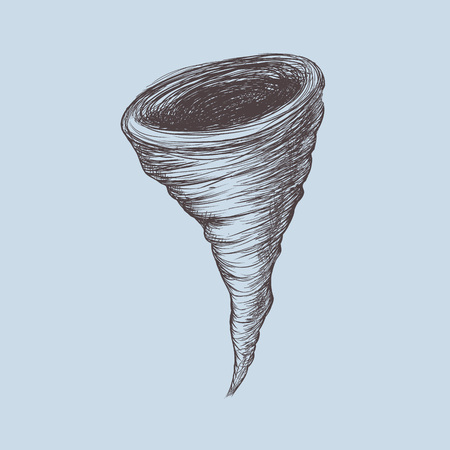 Tornado.Hand drawn style.Isolated on white background.Vector illustrationのイラスト素材
