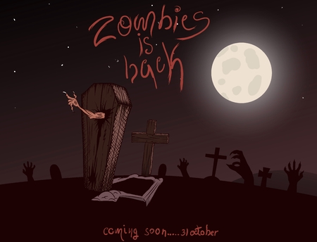 Vintage poster for zombie party. Halloween designのイラスト素材