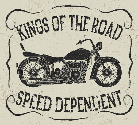 Vintage label with motorcycle.Grunge effect. Print designのイラスト素材