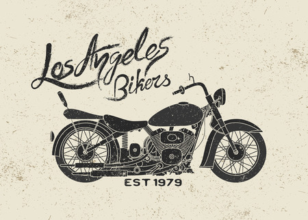 Vintage label with motorcycle.Grunge effect. Print designのイラスト素材