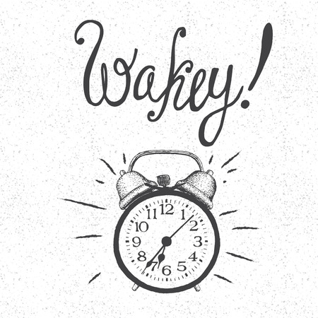 alarm clock rings in morning time.Hand drawn style.Vector illustrationのイラスト素材