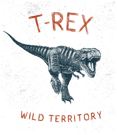 Dinosaur T-Rex running.Hand drawn work. Vector prints designのイラスト素材