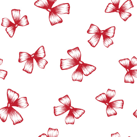 seamless pattern with red bow isolated on white backgroundのイラスト素材
