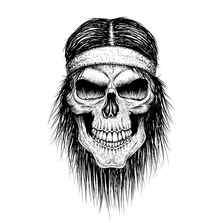 skull head of injun.Tattoo design. Vector illustrationのイラスト素材