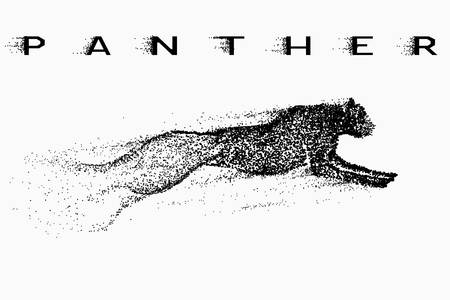Attack motion of panther.Silhouette of animal.Vector illustration made by pointsのイラスト素材
