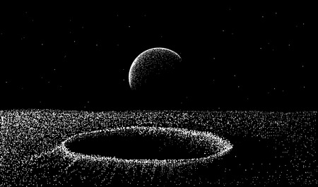 view to surface of Moon.Dotwork engraved style.Vector illustrationのイラスト素材