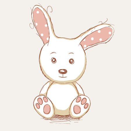 Cute toy rabbit. childish vector illustration like a watercolorのイラスト素材