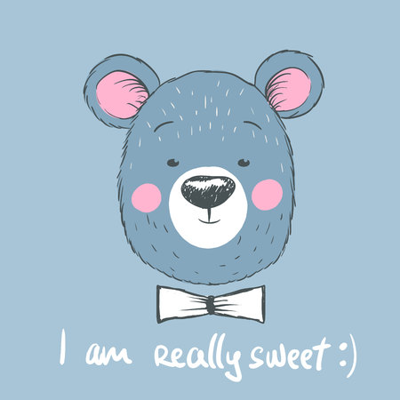 Head of cute blue bearのイラスト素材
