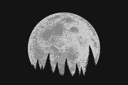 Forest on full moon backgroundのイラスト素材