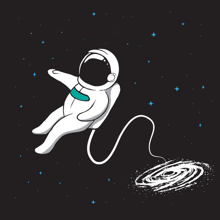 Galaxy pulls the spaceman inwards. Space vector illustrationのイラスト素材