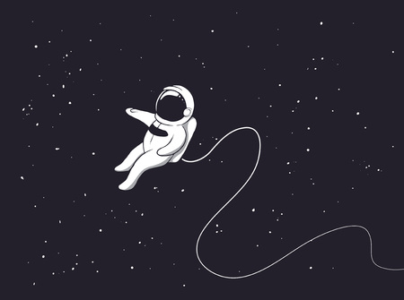 Astronaut is alone in outer space.Space illustrationのイラスト素材