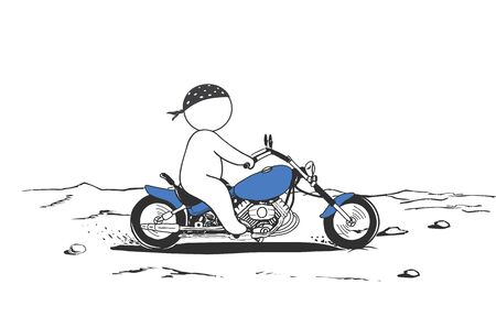 faceless man biker rides on motorcycleのイラスト素材