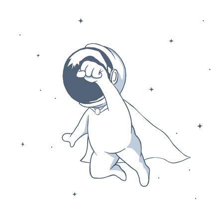 Astronaut flies like a superheroのイラスト素材