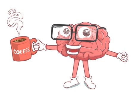 brain drink a coffeeのイラスト素材