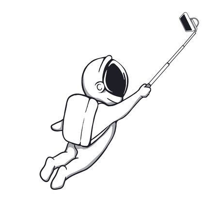 Astronaut makes selfieのイラスト素材