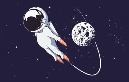 Astronaut flies from planetのイラスト素材