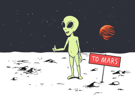 Alien want to get to Marsのイラスト素材